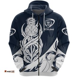 Scottish Rugby Zip Hoodie Thistle Vibes Navy