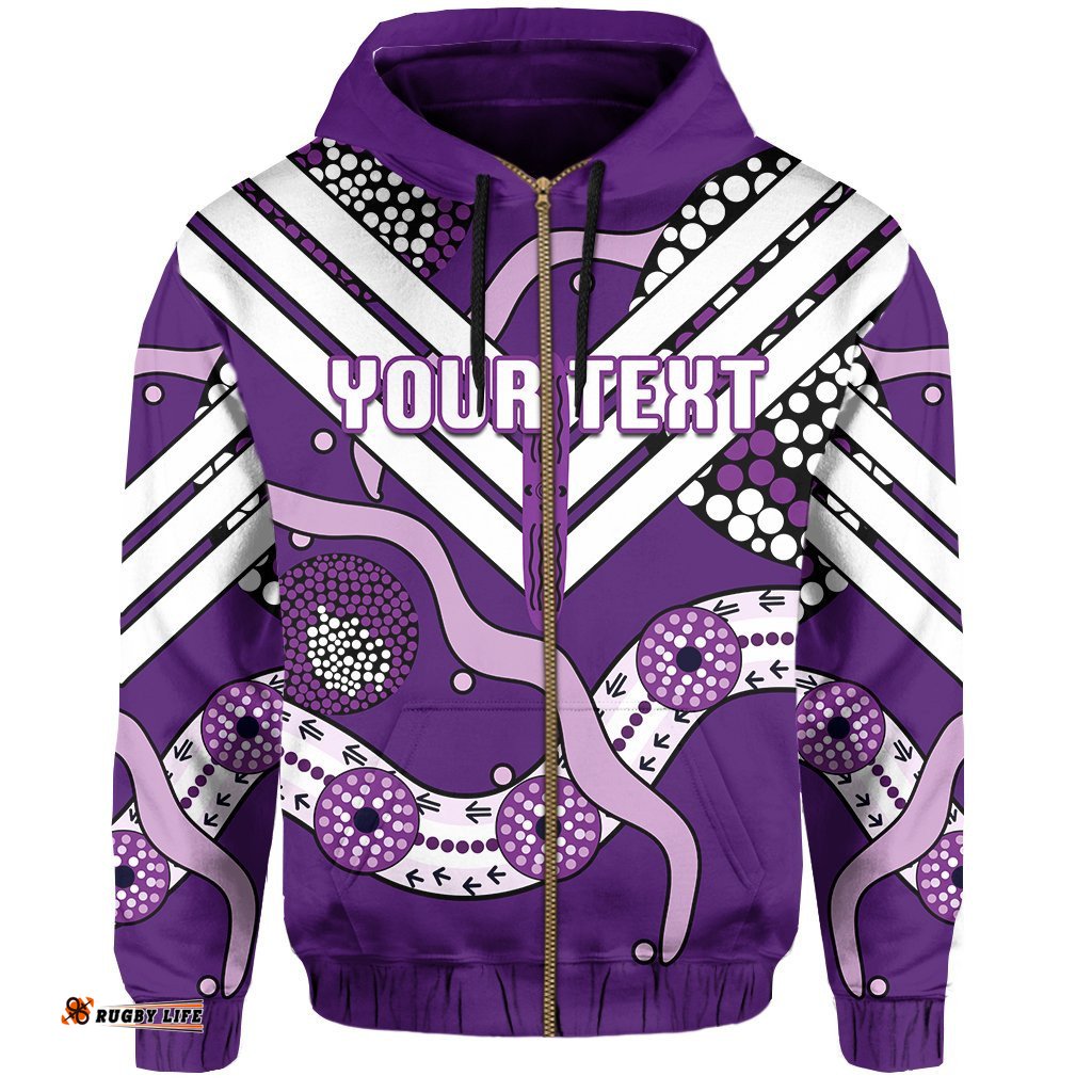 Custom Personalised Dockers Zip Hoodie Indigenous Fremantle Freo