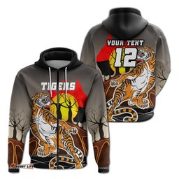 Custom Personalised Wests Tigers Zip Hoodie Version Aboriginal Art