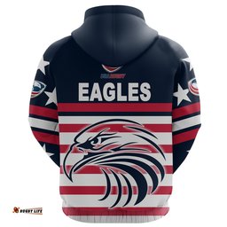 USA Rugby Zip Hoodie Eagles Simple Style Navy