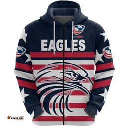 USA Rugby Zip Hoodie Eagles Simple Style Navy