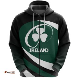 Irish Rugby Zip Hoodie Shamrock Simple Version