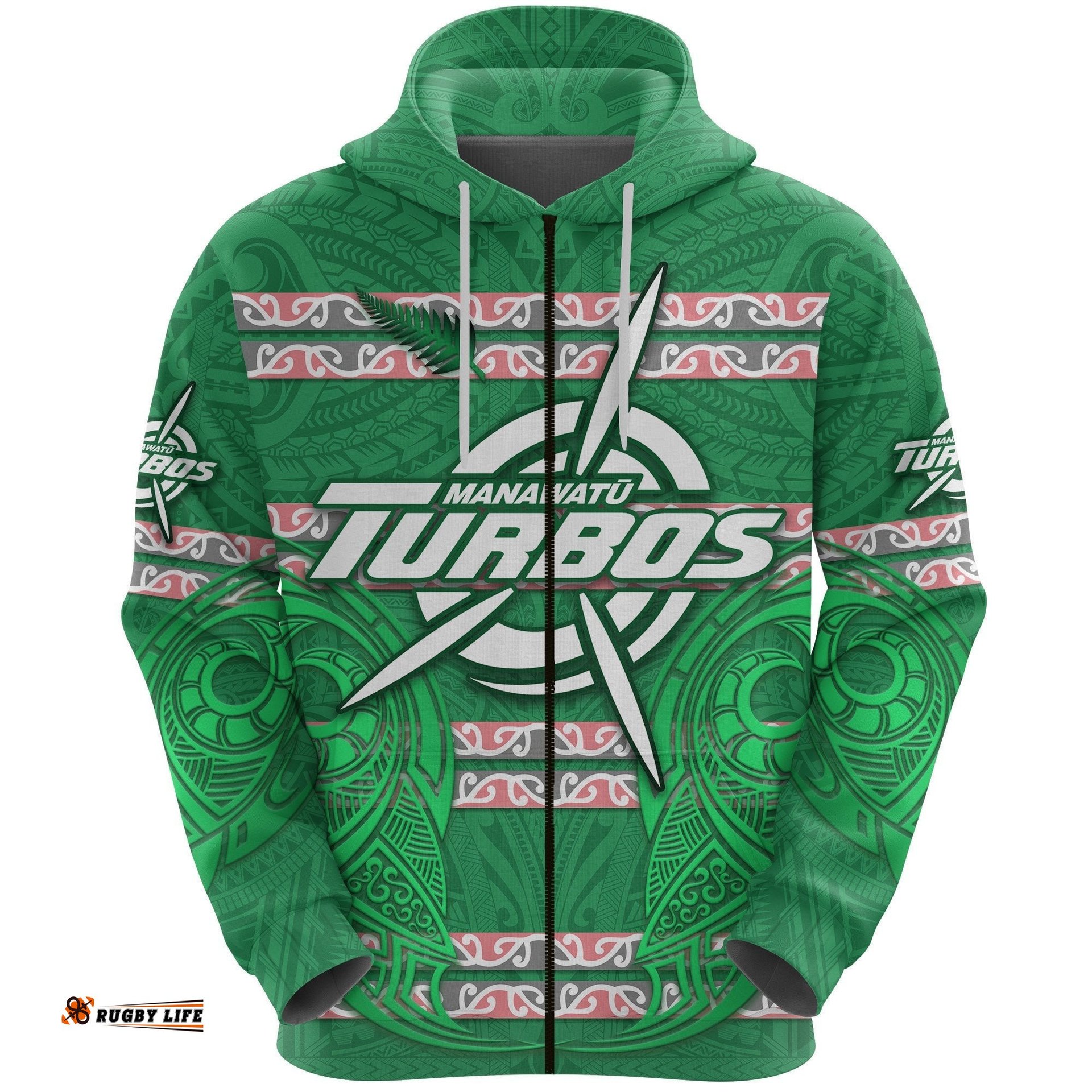 Manawatu Turbos Zip Hoodie Maori Vibes