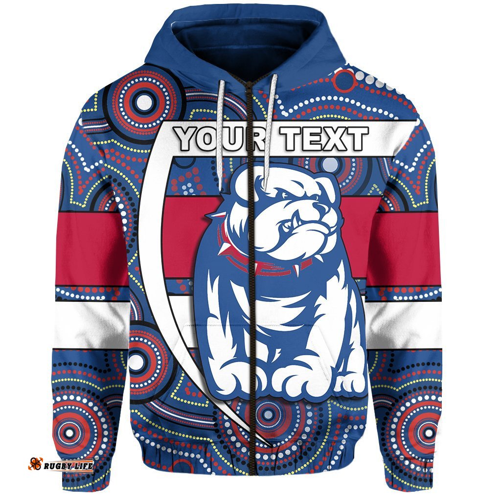 Custom Personalised Western Football Bulldogs Zip Hoodie Redamancy Indigenous Australian