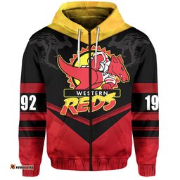Custom Personalised WA Reds Zip Hoodie Red Kangaroos