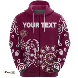 Custom Personalised Queensland Zip Hoodie Maroons Simple Indigenous
