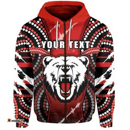 Custom Personalised Indigenous Bears Zip Hoodie North Sydney Bring Back