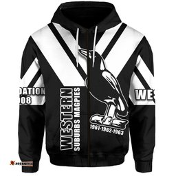 Custom Personalised Wests 1908 Zip Hoodie Western Suburbs Magpies