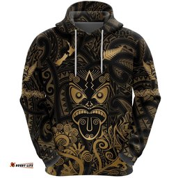 Maori Aotearoa Rugby Haka Hoodie New Zealand Silver Fern Gold
