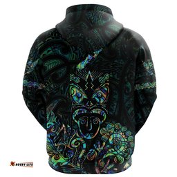Maori Aotearoa Rugby Haka Zip Hoodie New Zealand Silver Fern Paua Shell