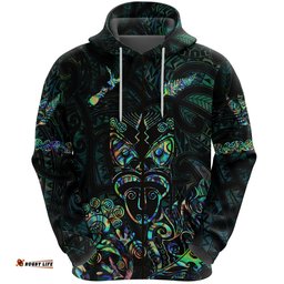 Maori Aotearoa Rugby Haka Zip Hoodie New Zealand Silver Fern Paua Shell