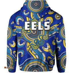 Custom Personalised Parramatta Eels Zip Hoodie Aboriginal Rugby Style