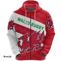 Wales Rugby Zip Hoodie Sporty Style