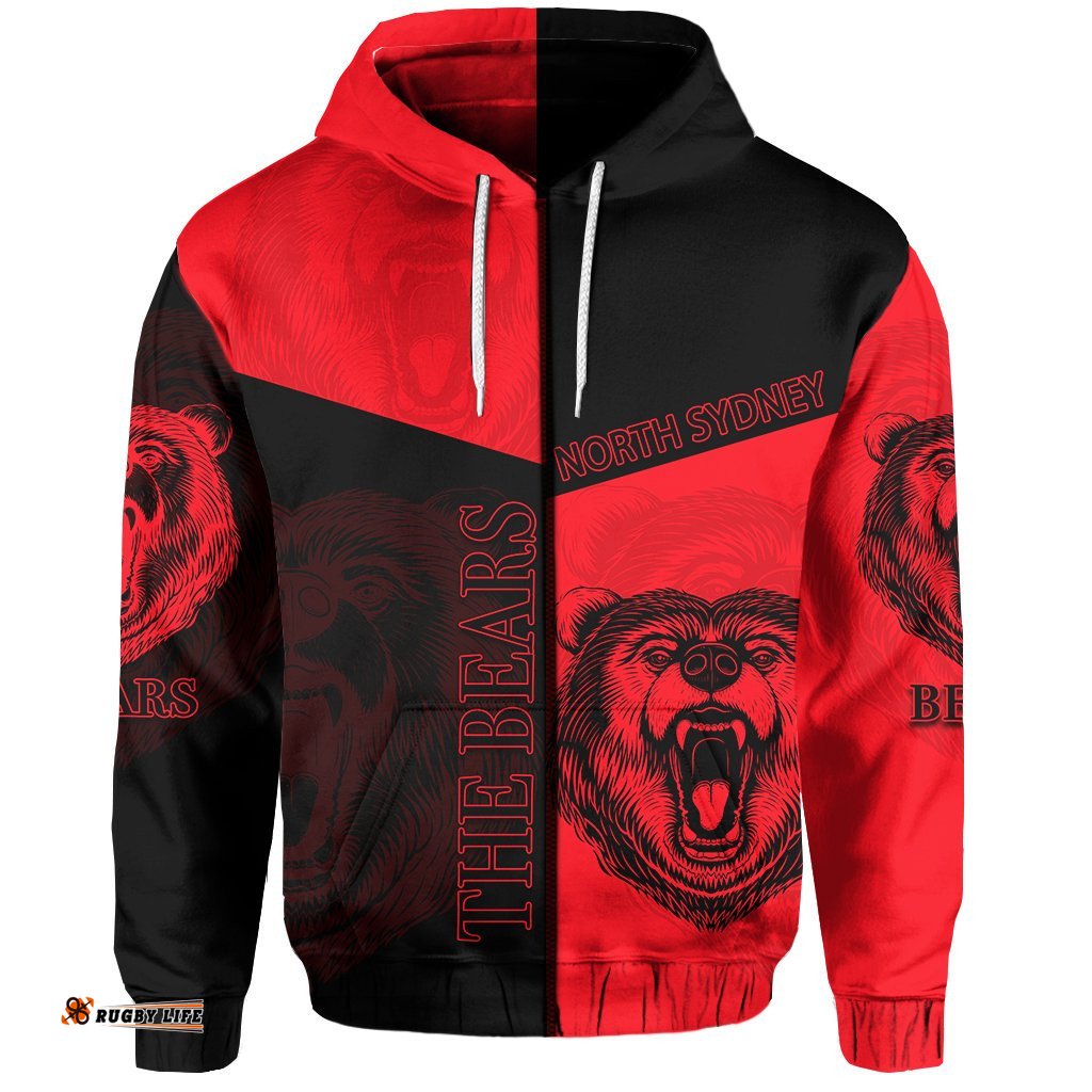 Custom Personalised North Sydney Zip Hoodie The Bears