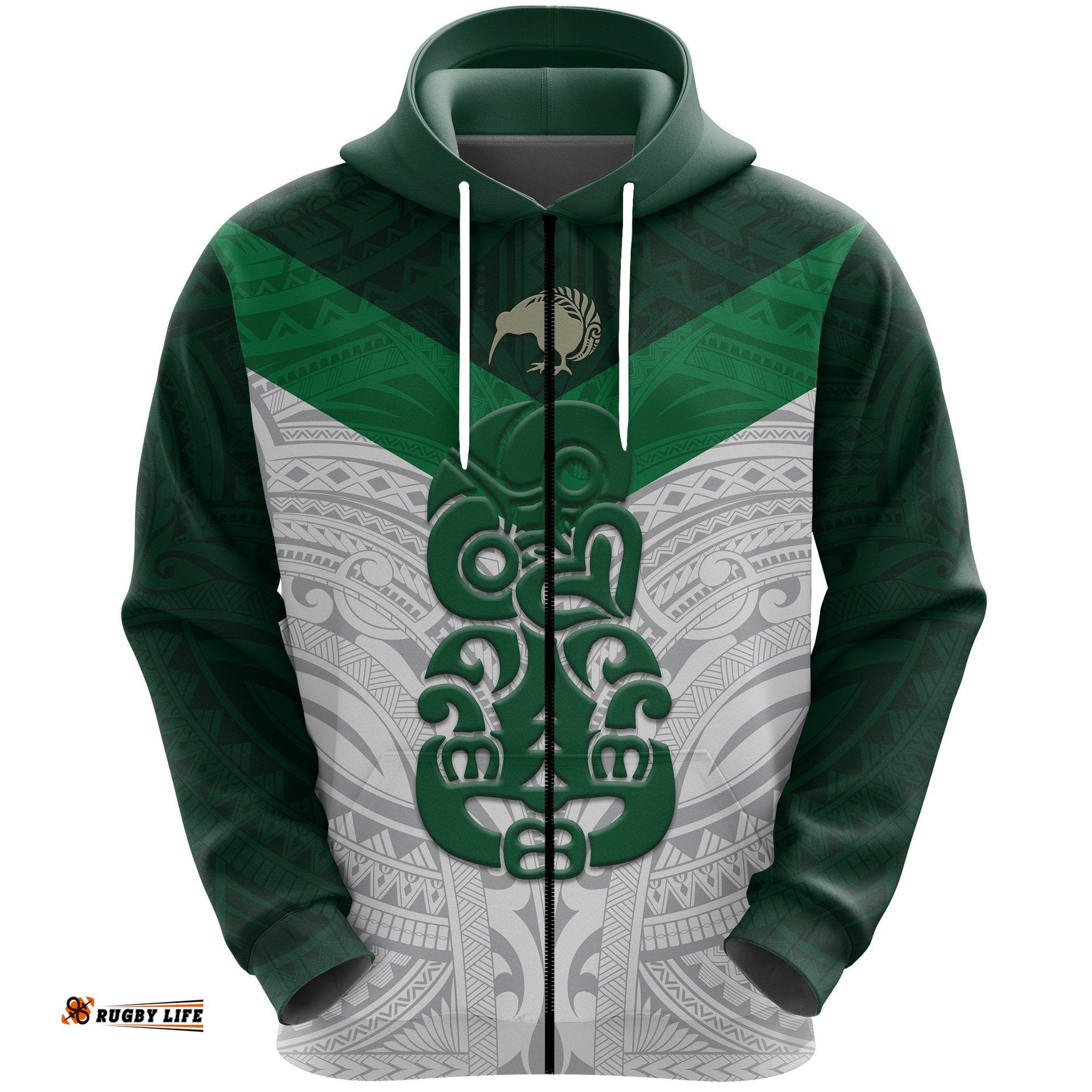 Custom Personalised Aotearoa Rugby Zip Hoodie Maori Kiwi