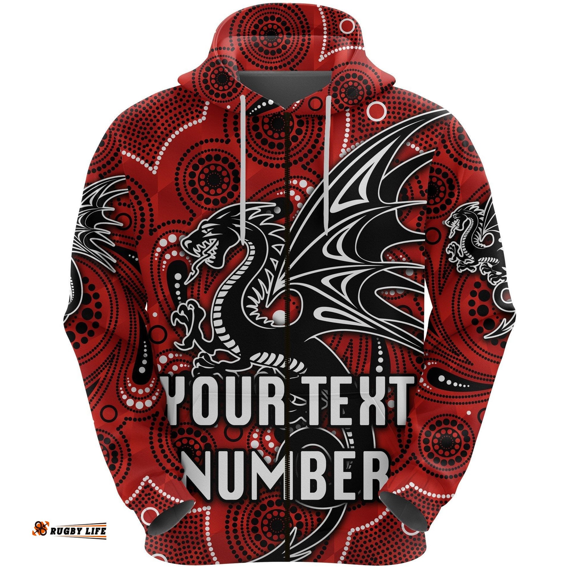 Custom Personalised St. George Dragons Zip Hoodie Simple Indigenous