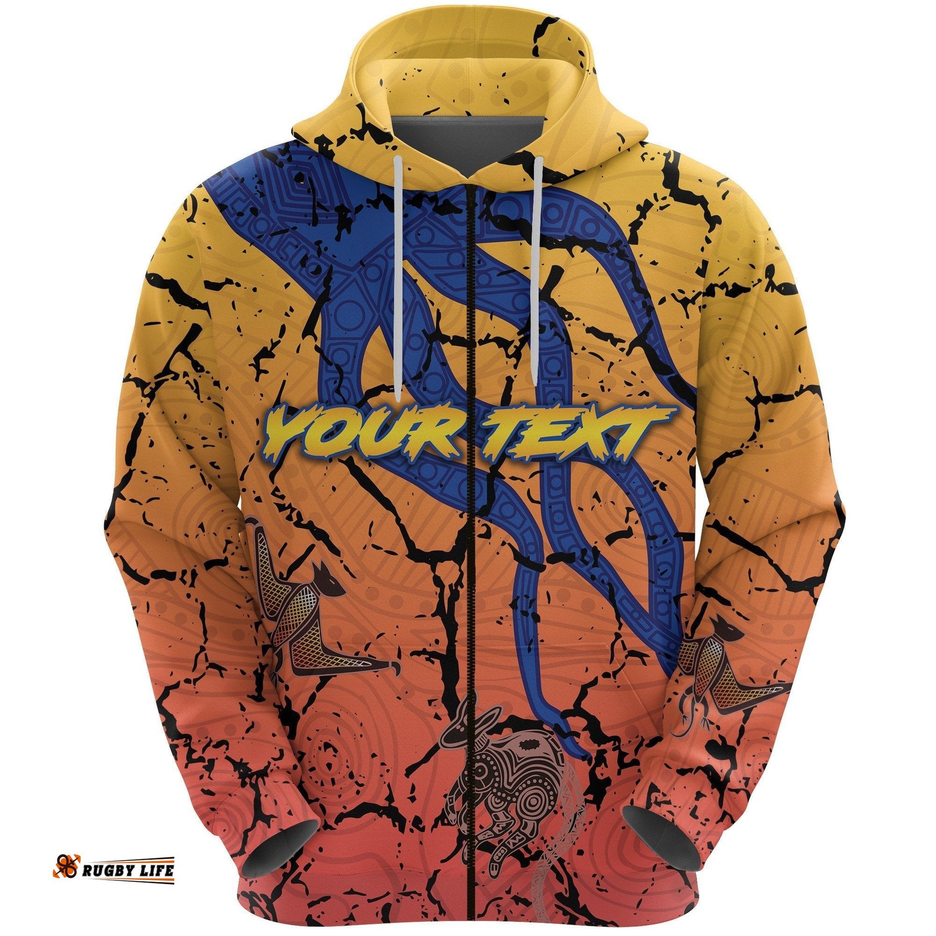 Custom Personalised Gold Coast Zip Hoodie Suns Origin Indigenous