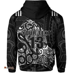 Custom Personalised Aotearoa Super Rugby Zip Hoodie Maori Kiwi Custom Text and Number