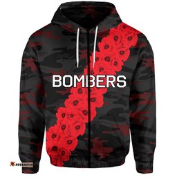 Essendon Bombers Zip Hoodie ANZAC Day Army Patterns