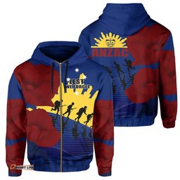 Australia Zip Hoodie Lest We Forget