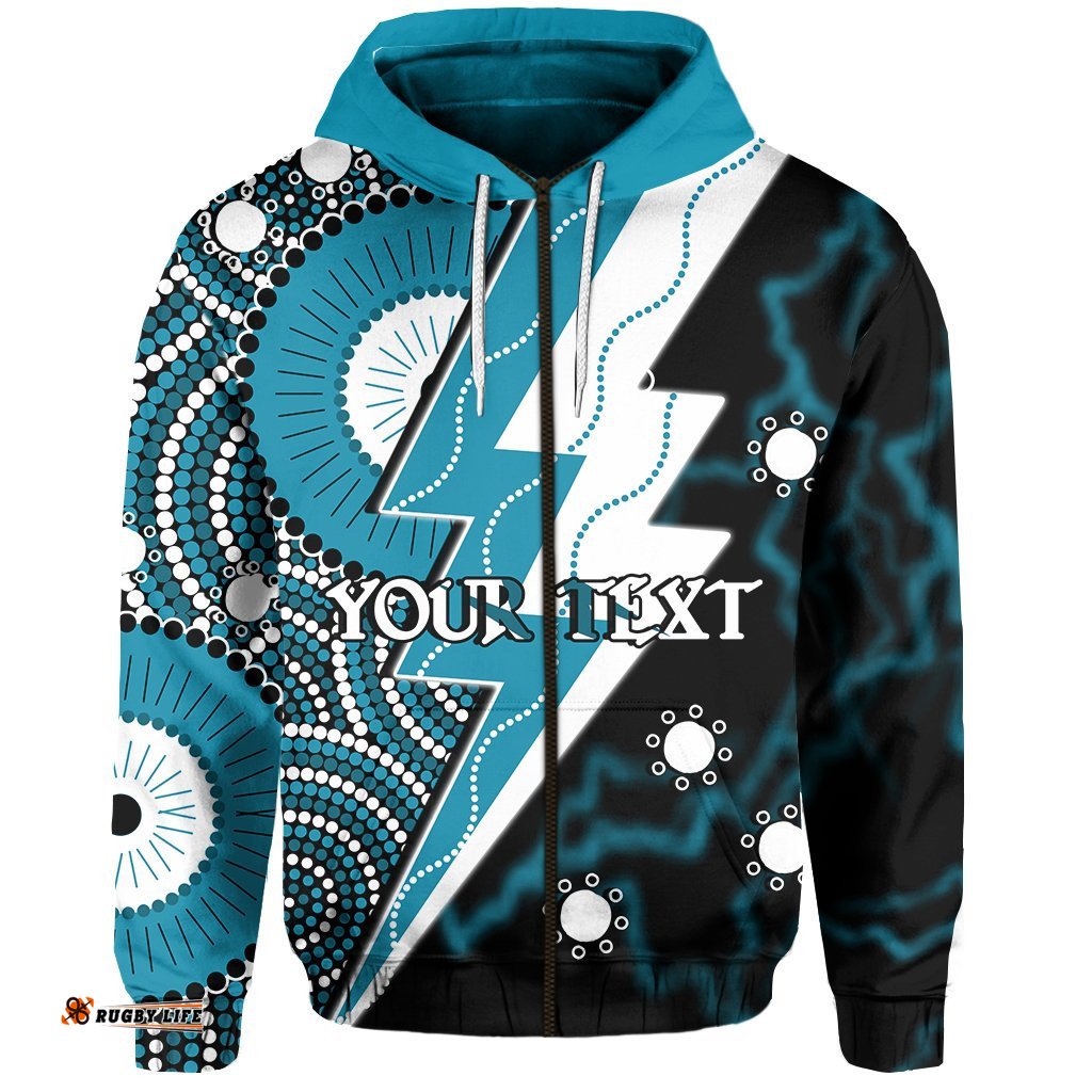 Custom Personalised Power Zip Hoodie Thunda Port Adelaide