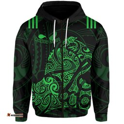 Aotearoa Super Rugby Zip Hoodie Maori Kiwi Green