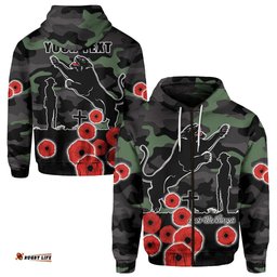 Custom Personalised Panthers ANZAC Day Zip Hoodie Simple Poppy