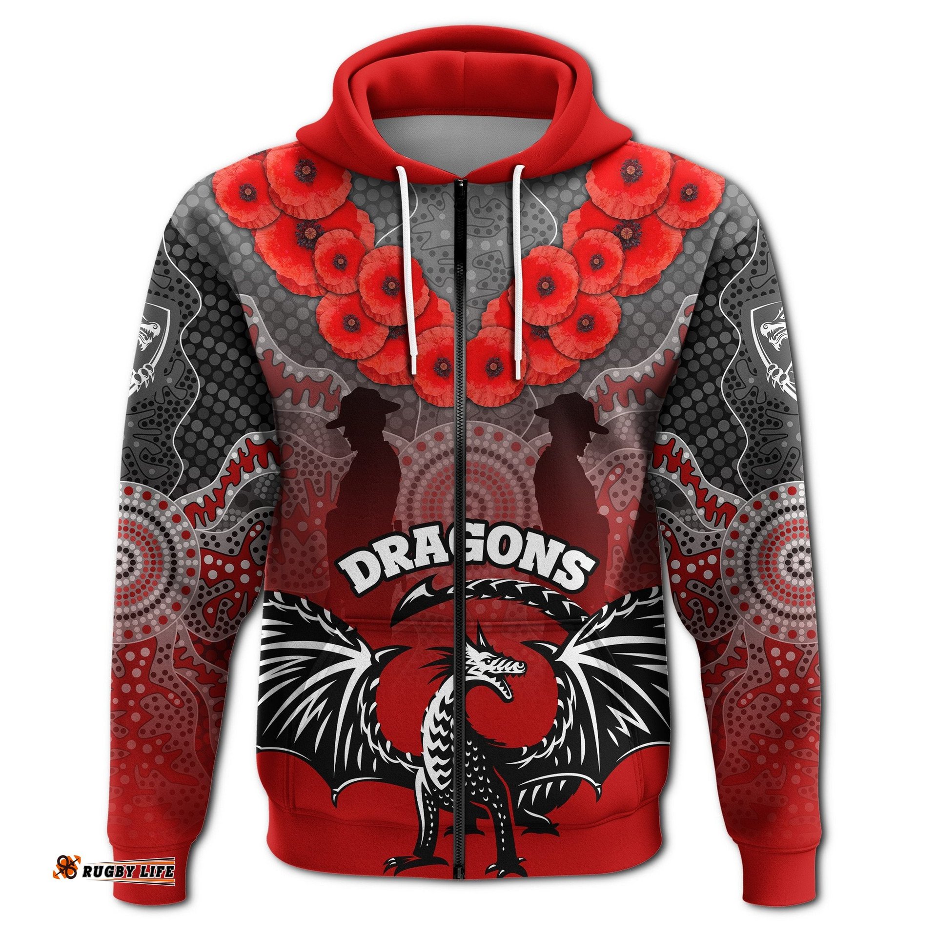 Dragons Zip Hoodie St. George ANZAC Day