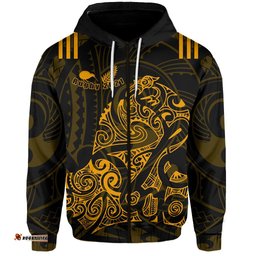 Aotearoa Super Rugby Zip Hoodie Maori Kiwi Golden