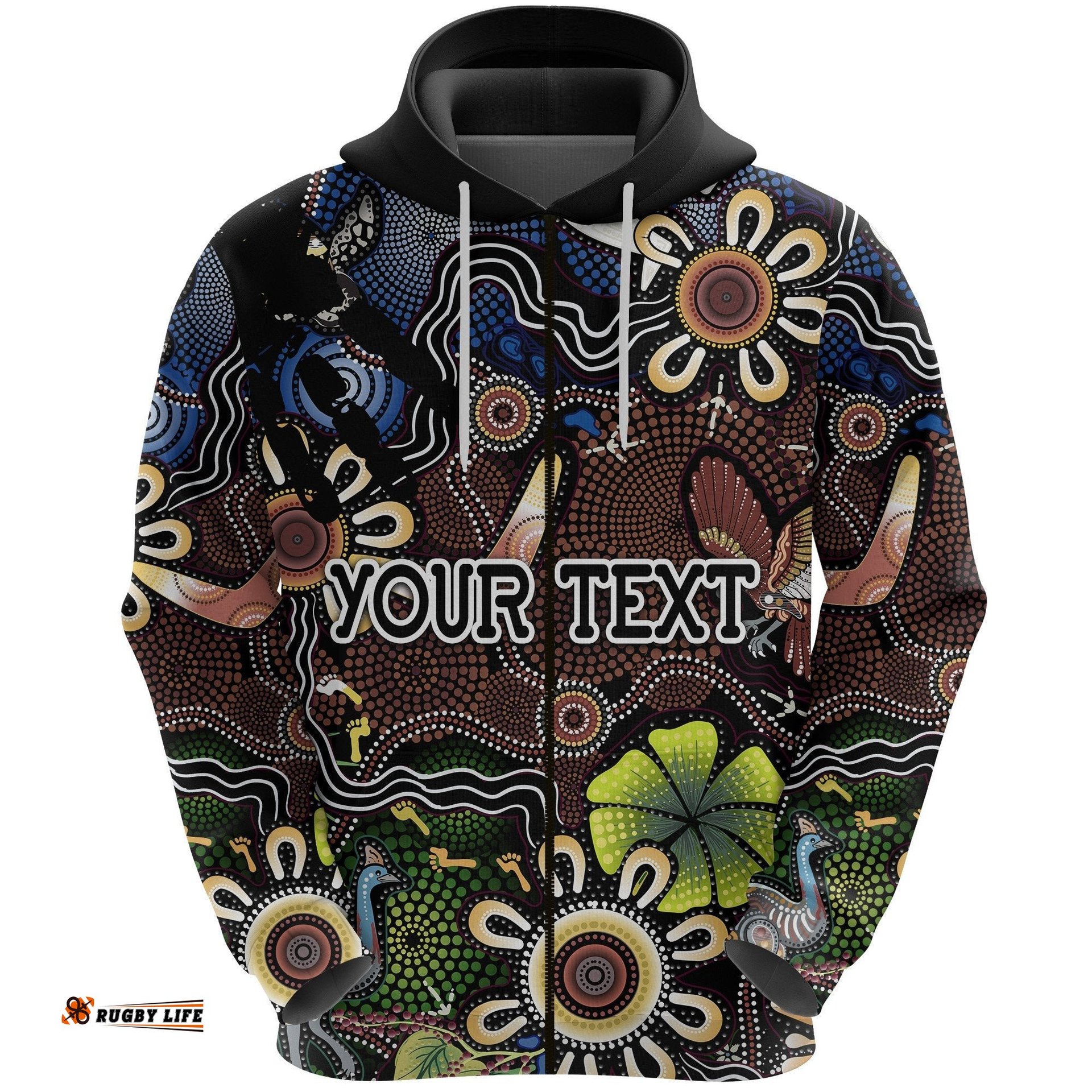 Custom Personalised Indigenous Zip Hoodie All Stars Ethnic Style