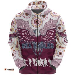 Manly Warringah Zip Hoodie Sea Eagles ANZAC Day Indigenous