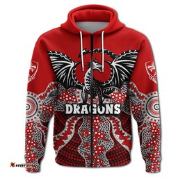 Custom Personalised Dragons Zip Hoodie St. George Aboriginal