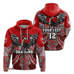 Custom Personalised Dragons Zip Hoodie St. George Aboriginal