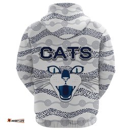 Custom Personalised Geelong Zip Hoodie Cats Indigenous White