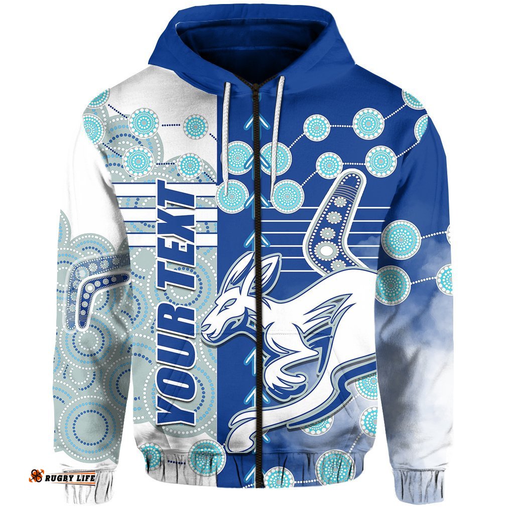 Custom Personalised Melbourne Kangaroos Zip Hoodie Indigenous North Roos