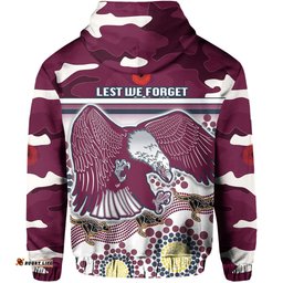 Custom Personalised Sea Eagles ANZAC Day Zip Hoodie Simple Indigenous Camouflage