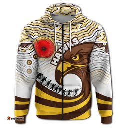 Pride Hawks Zip Hoodie Hawthorn ANZAC Day Aboriginal