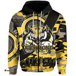 Richmond Tigers Zip Hoodie ANZAC Day Army Mix Aboriginal