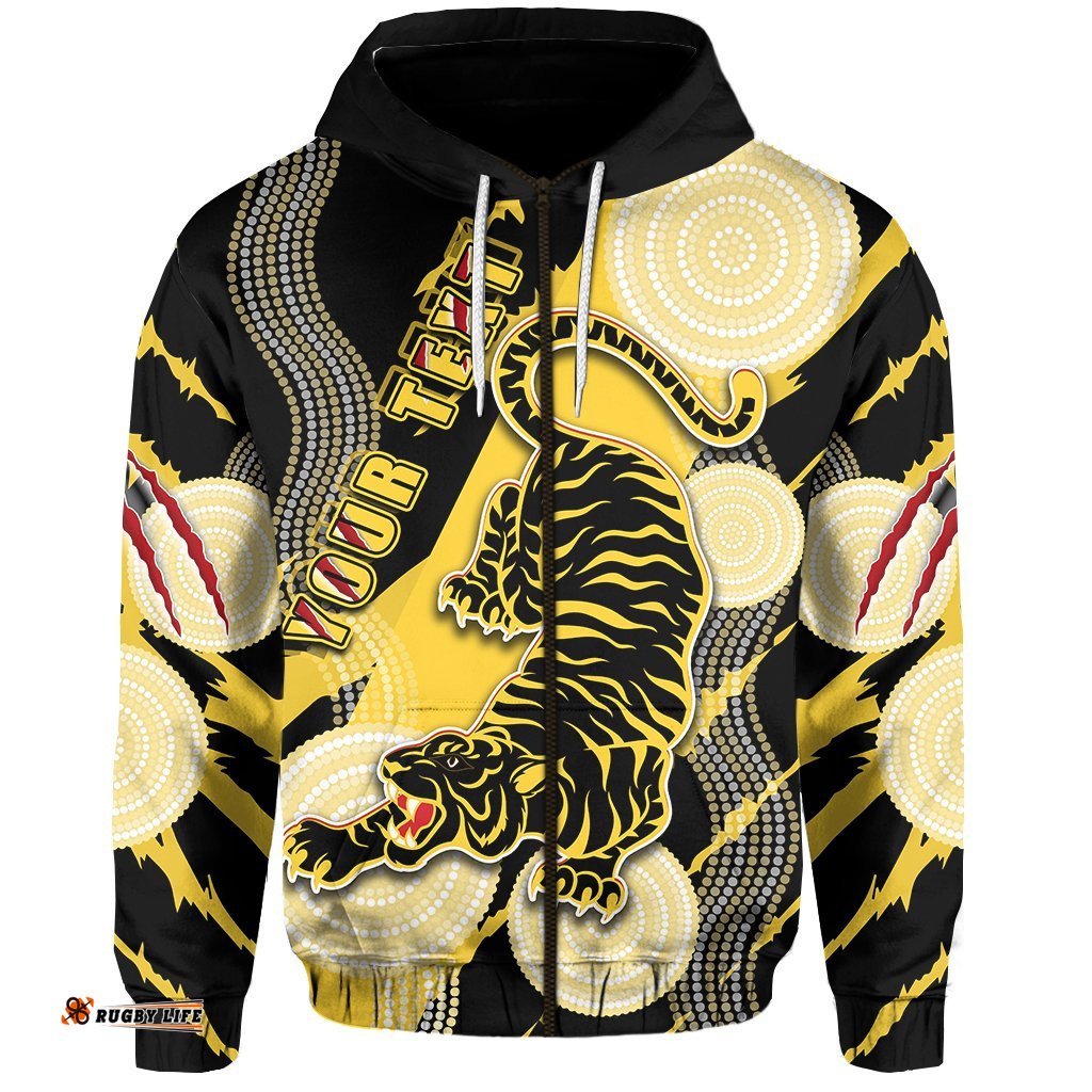 Custom Personalised Richmond Zip Hoodie Power Tigers Indigenous 01