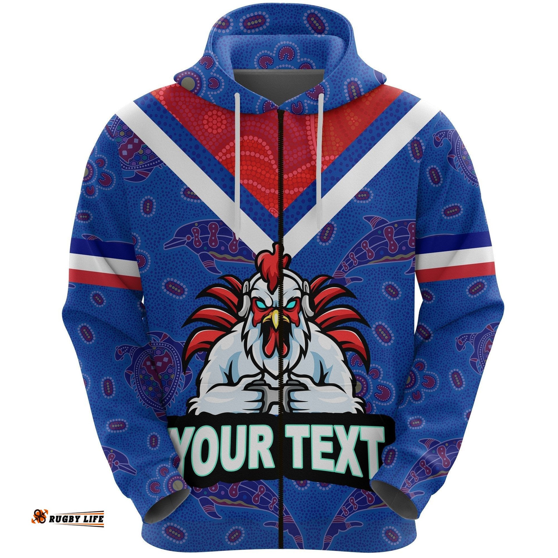 Custom Personalised Sydney Roosters Indigenous Zip Hoodie Prairie Style No.1