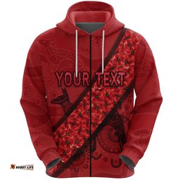 Custom Personalised Essendon Bombers Zip Hoodie ANZAC Day Indigenous Red