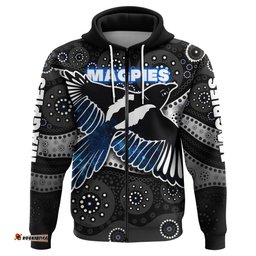 Custom Personalised Magpies Zip Hoodie Collingwood Special Version