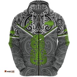 New Zealand Maori Rugby Zip Hoodie Pride Version Gray