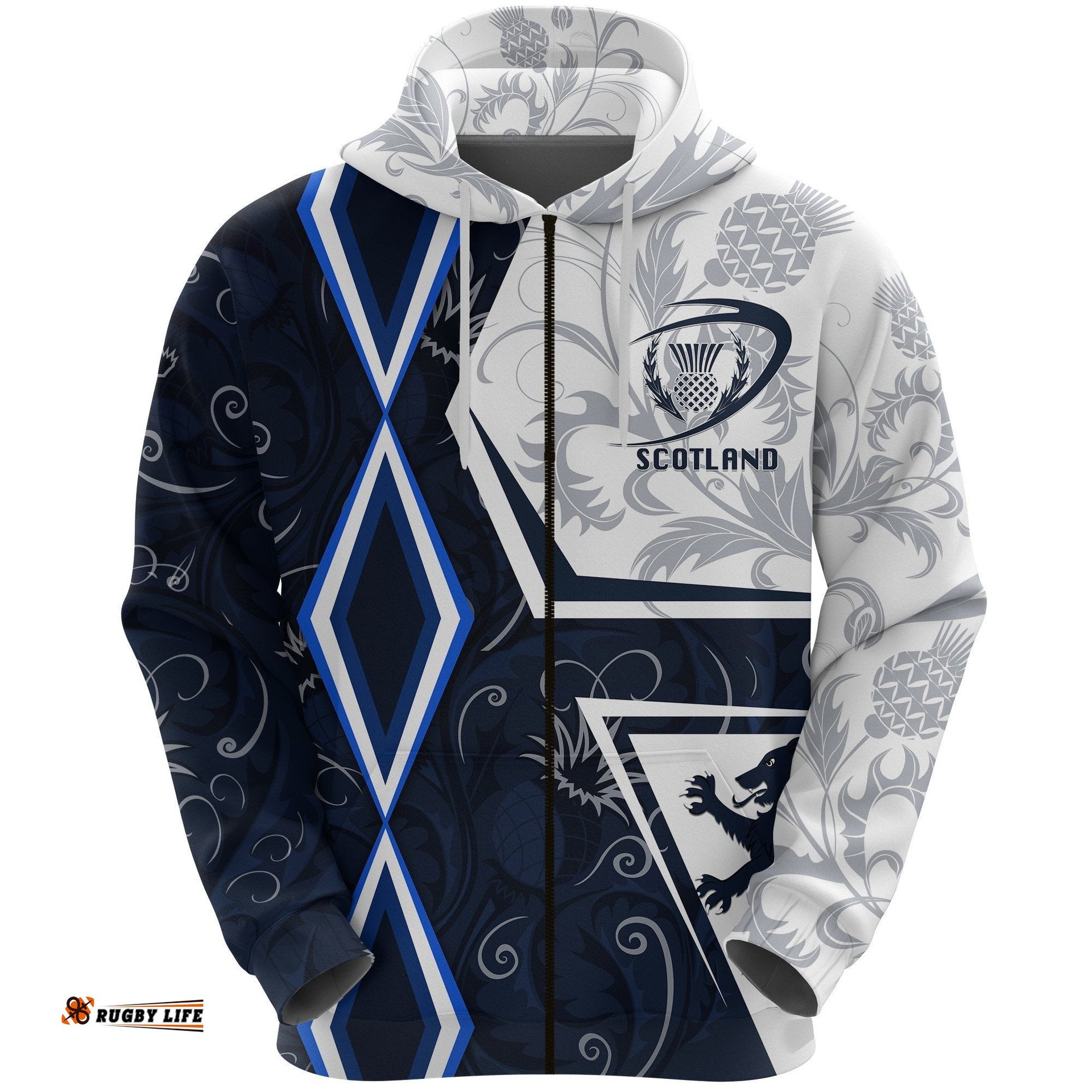 Scottish Rugby Zip Hoodie Thistle Unique Vibes