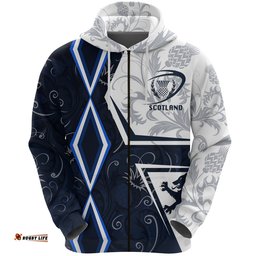 Scottish Rugby Zip Hoodie Thistle Unique Vibes