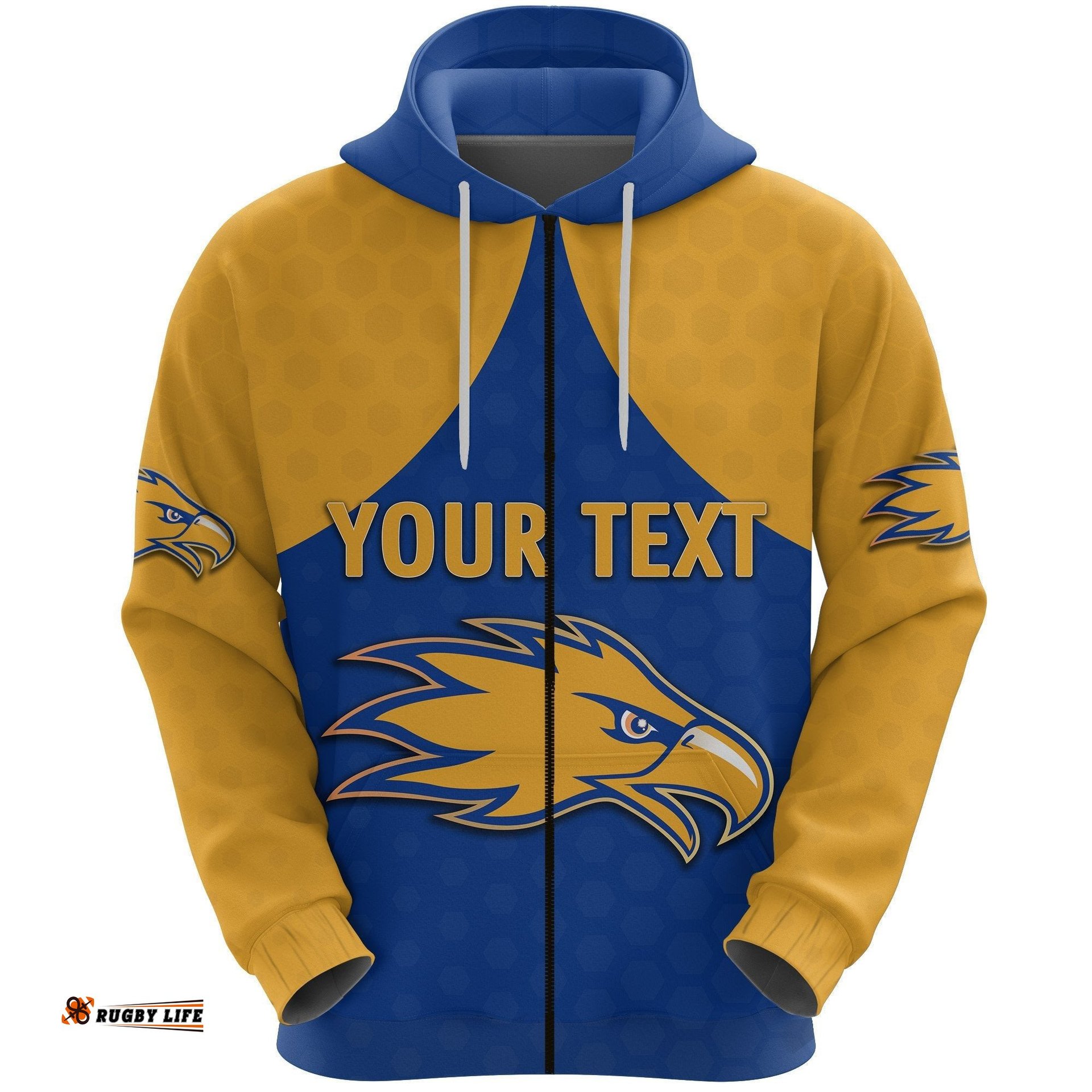 Custom Personalised Eagles Zip Hoodie West Coast Royal Blue