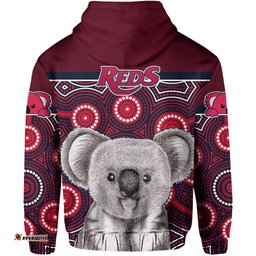 Custom Personalised Reds Rugby Australian Zip Hoodie Lovely Indigenous Queensland