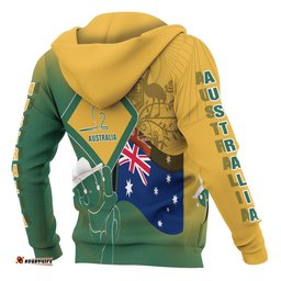 Zip Up Hoodie Aus Flag and Coat Of Arms Hoodie Kangaroo and Koala Sign