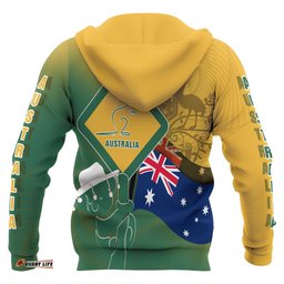 Zip Up Hoodie Aus Flag and Coat Of Arms Hoodie Kangaroo and Koala Sign