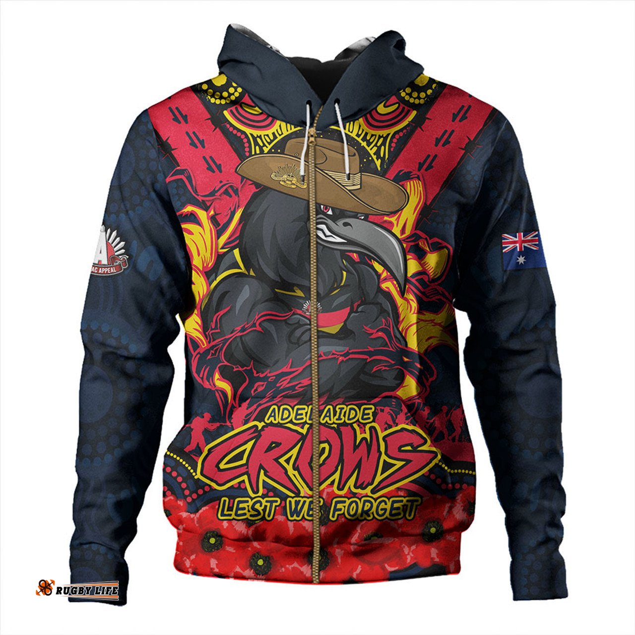 Amazing Aussie Adelaide Crows Ripped Legacy Of The Game The ANZAC Spirit Lives On Hoodie